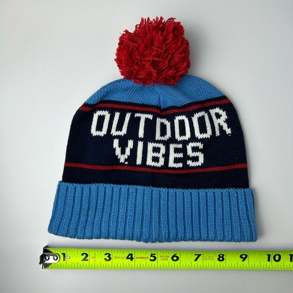 Outdoor Vibes Beanie Pom Pom Knit Hat Blue Navy Red Winter Ski Holiday One Size - Picture 5 of 10